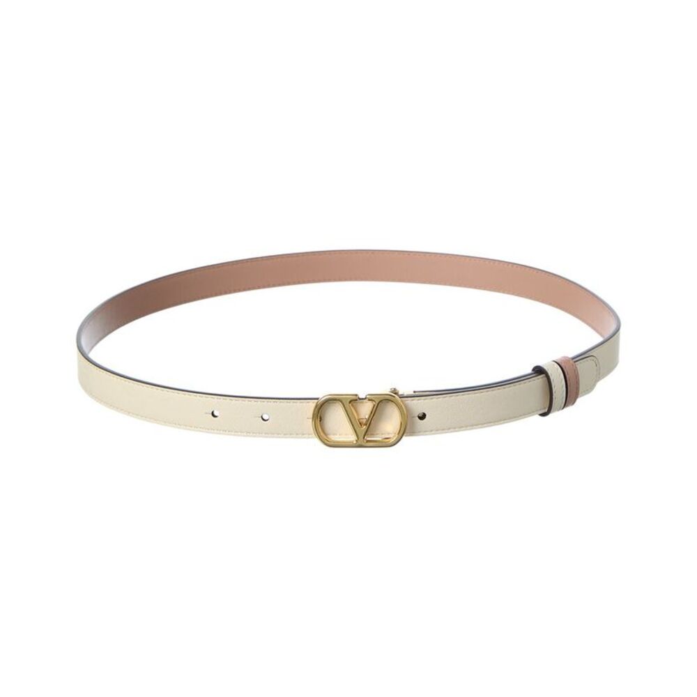 Valentino Vlogo Signature 20 Reversible Leather Belt, White